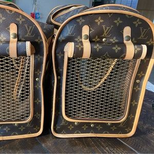 Authentic LOUIS VUITTON Sac Chien 50 cm Pet Carrier Bag Monogram Leather